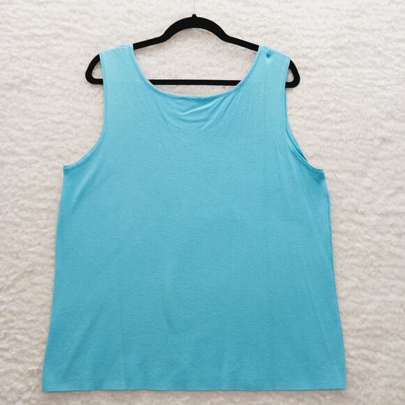 Tank Top Size 1X Aqua Luxury Feel Soft Girl Casual Chic Vacation Ribbed Travel - Picture 2 of 10